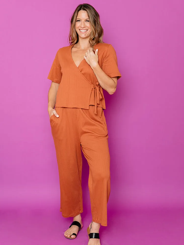 Marley Boxy Wrap Top - Sandstone Rib Knit sold by Mata Traders product image thumbnail 4