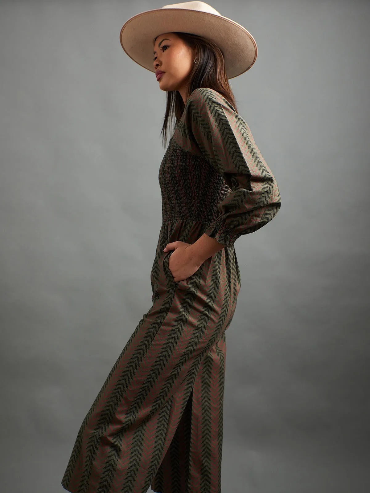 Theodora Jumpsuit - Chevron Fern Red sold by Mata Traders product image thumbnail 2