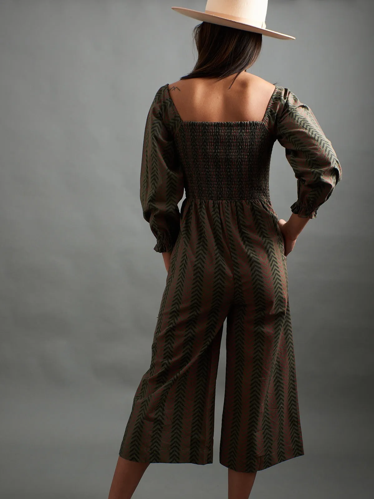 Theodora Jumpsuit - Chevron Fern Red sold by Mata Traders product image thumbnail 3