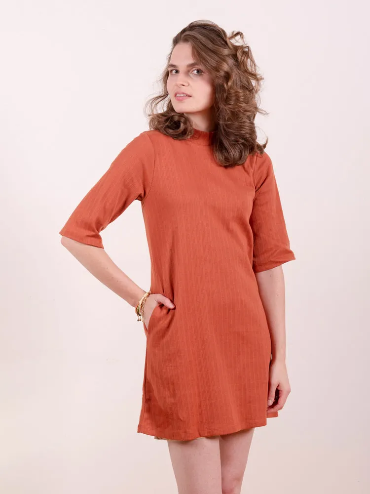Eve Dress - Sandstone Rib Knit sold by Mata Traders