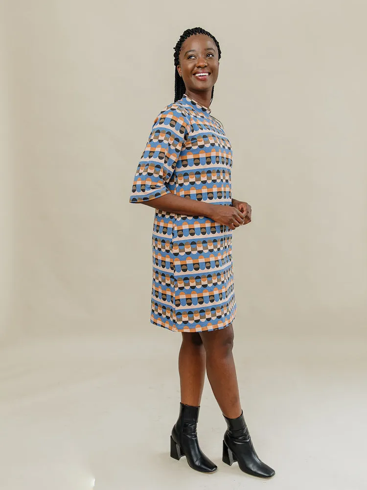 Eve Dress - Circle Stripe Blue sold by Mata Traders product image thumbnail 4