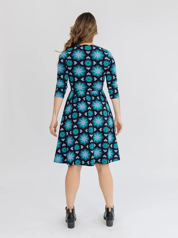Callie 3/4 Sleeve Wrap Dress - Mod Teal sold by Mata Traders product image thumbnail 3