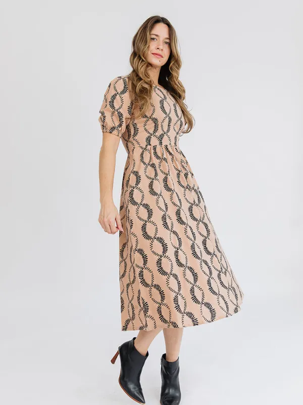 Sydney Midi Dress - Vine Twist Sand made by Mata Traders
