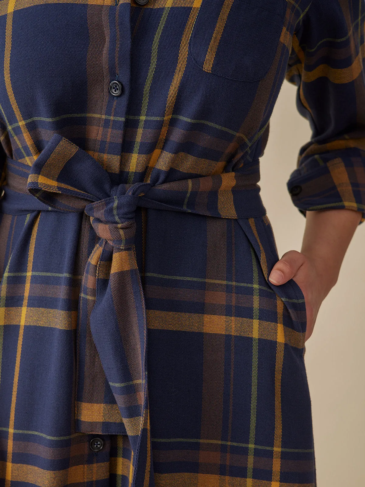 Sutton Shirtdress - Navy Yellow Plaid sold by Mata Traders product image thumbnail 3