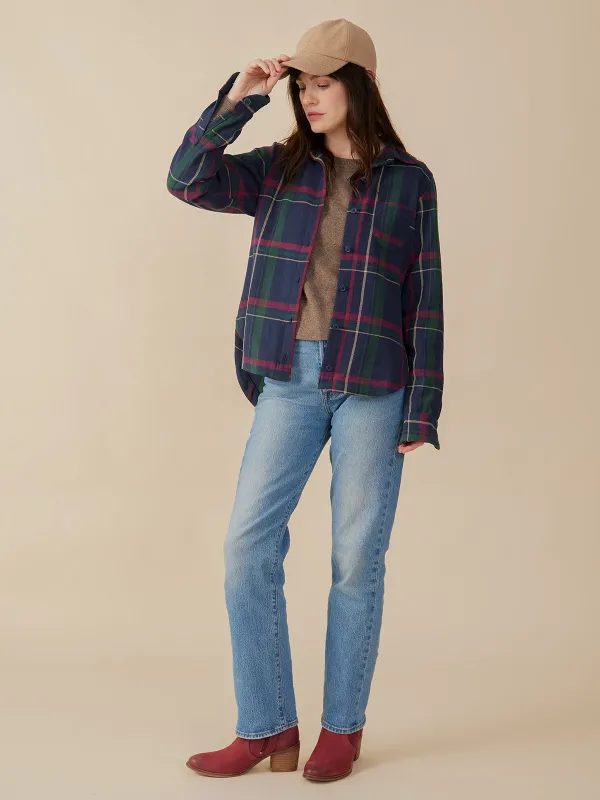 Sutton Shirt - Navy Berry Plaid made by Mata Traders