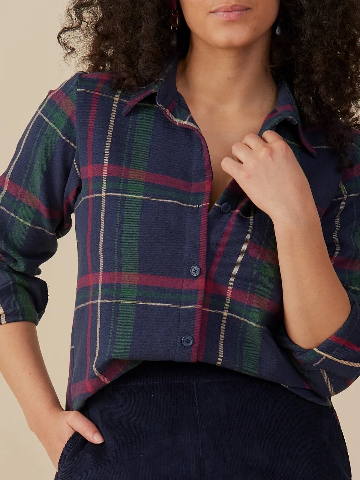 Sutton Shirt - Navy Berry Plaid sold by Mata Traders product image thumbnail 2