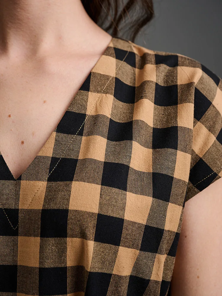 Padma Pocket Dress - Black and Tan Mix sold by Mata Traders product image thumbnail 2