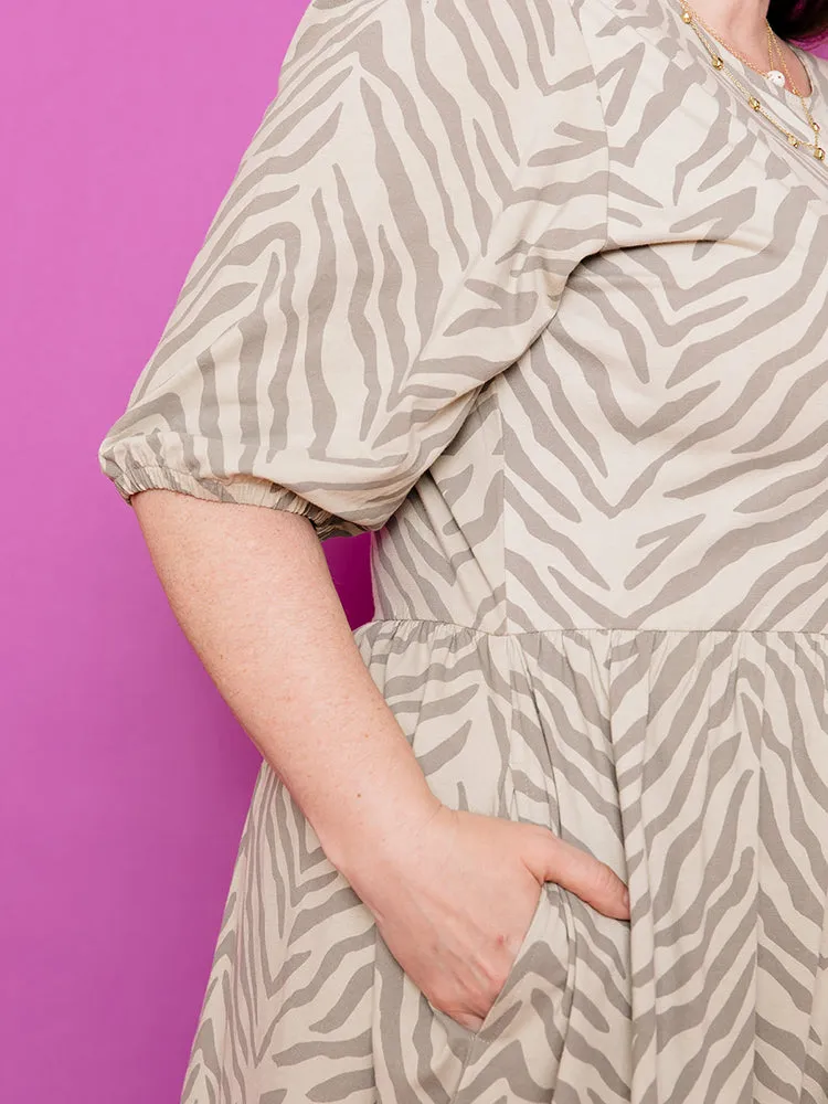 Inez Bubble Sleeve Plus Size Dress - Savanna Stripe sold by Mata Traders product image thumbnail 5