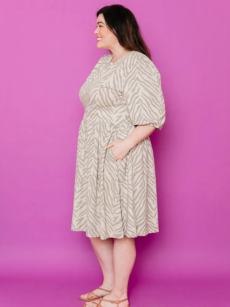 Inez Bubble Sleeve Plus Size Dress - Savanna Stripe sold by Mata Traders product image thumbnail 3
