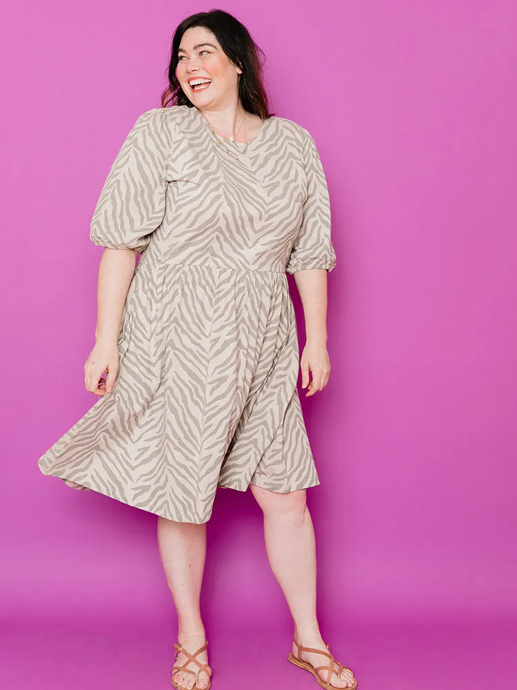 Inez Bubble Sleeve Plus Size Dress - Savanna Stripe sold by Mata Traders product image thumbnail 2