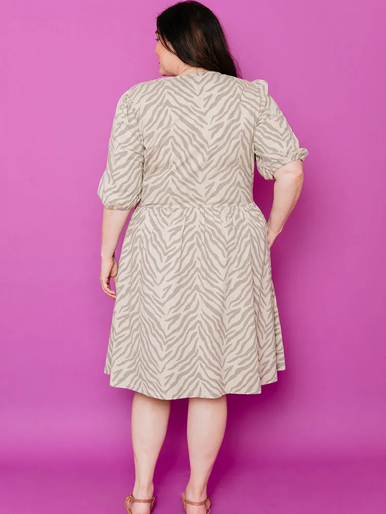 Inez Bubble Sleeve Plus Size Dress - Savanna Stripe sold by Mata Traders product image thumbnail 4