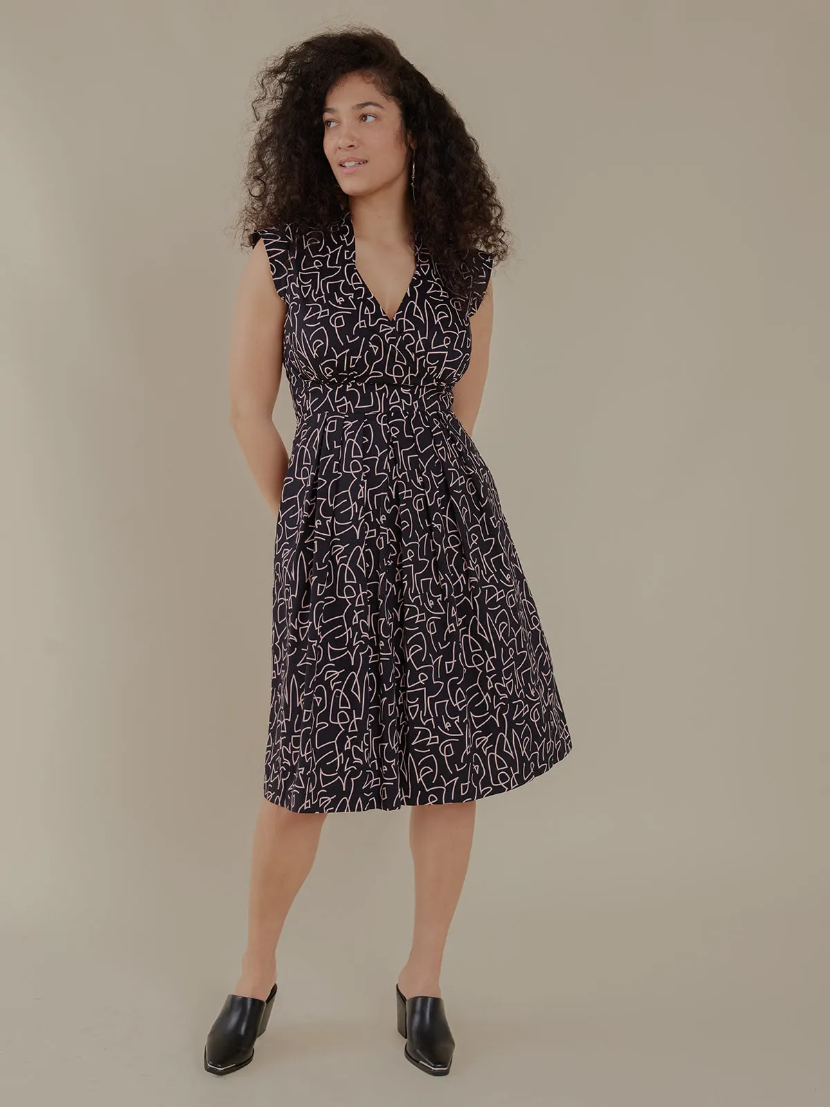 Lucille Dress - Black Lines sold by Mata Traders