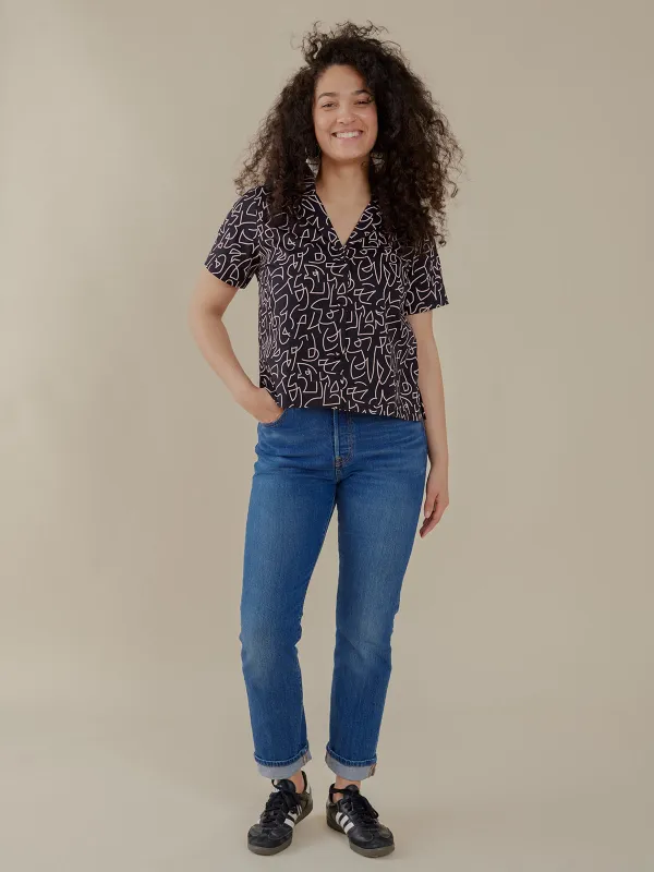 Camp Shirt - Black Lines sold by Mata Traders