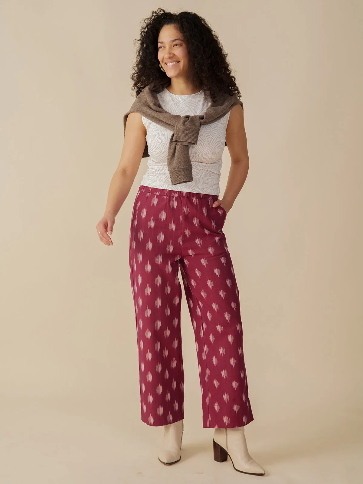 Rosie Pant - Garnet Ikat sold by Mata Traders product image thumbnail 5