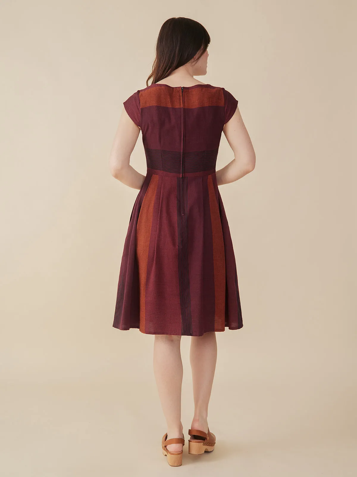 Devonshire Dress - Burgundy Stripe sold by Mata Traders product image thumbnail 5