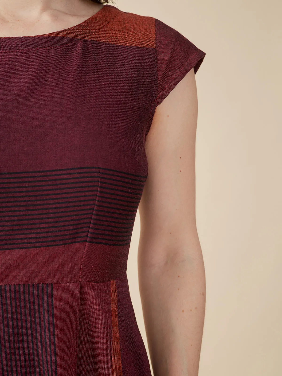 Devonshire Dress - Burgundy Stripe sold by Mata Traders product image thumbnail 2