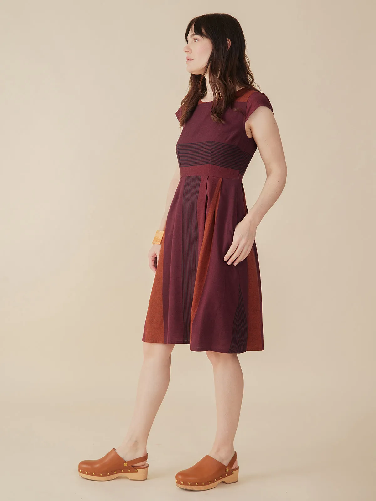 Devonshire Dress - Burgundy Stripe sold by Mata Traders product image thumbnail 3