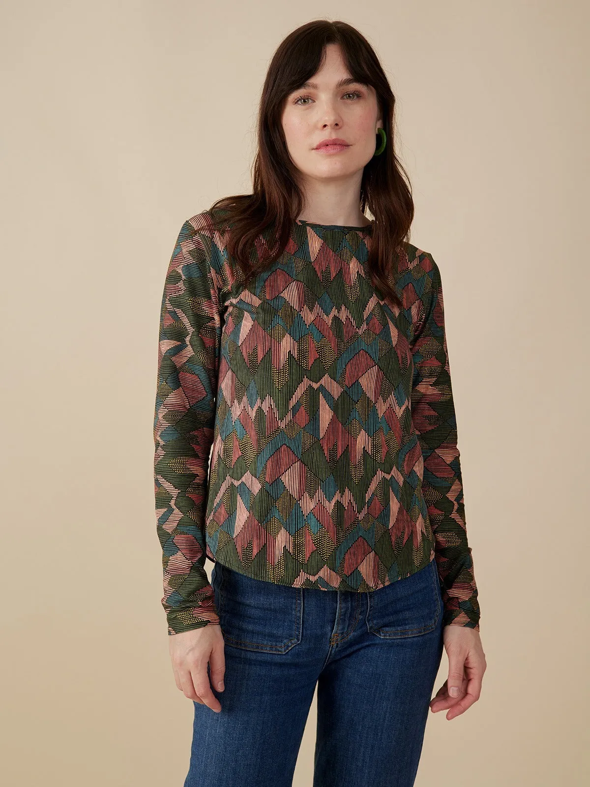 Camille Long Sleeve Tee - Geo Jewels sold by Mata Traders