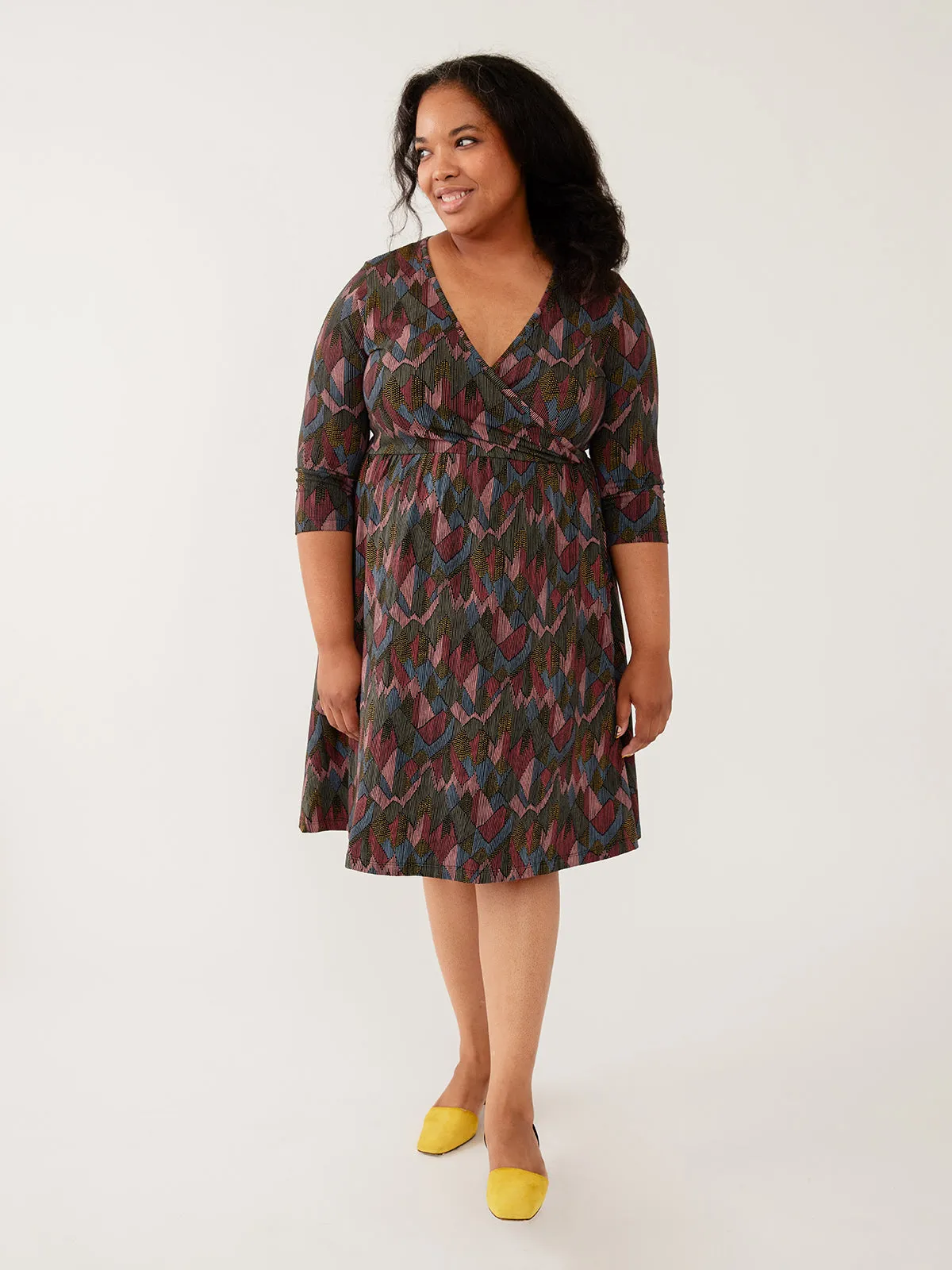 Callie 3/4 Sleeve Wrap Dress - Geo Jewels sold by Mata Traders product image thumbnail 5