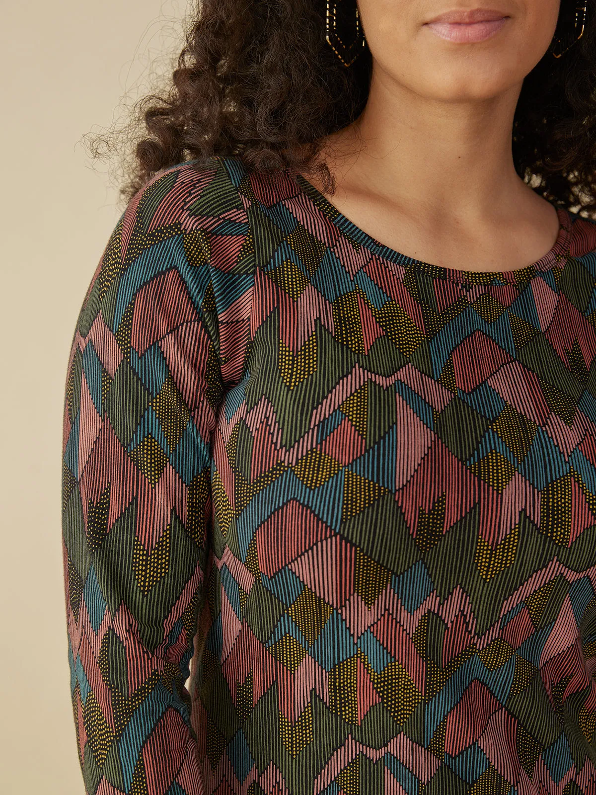 Nova Long Sleeve T-Shirt Midi Dress - Geo Jewels sold by Mata Traders product image thumbnail 4