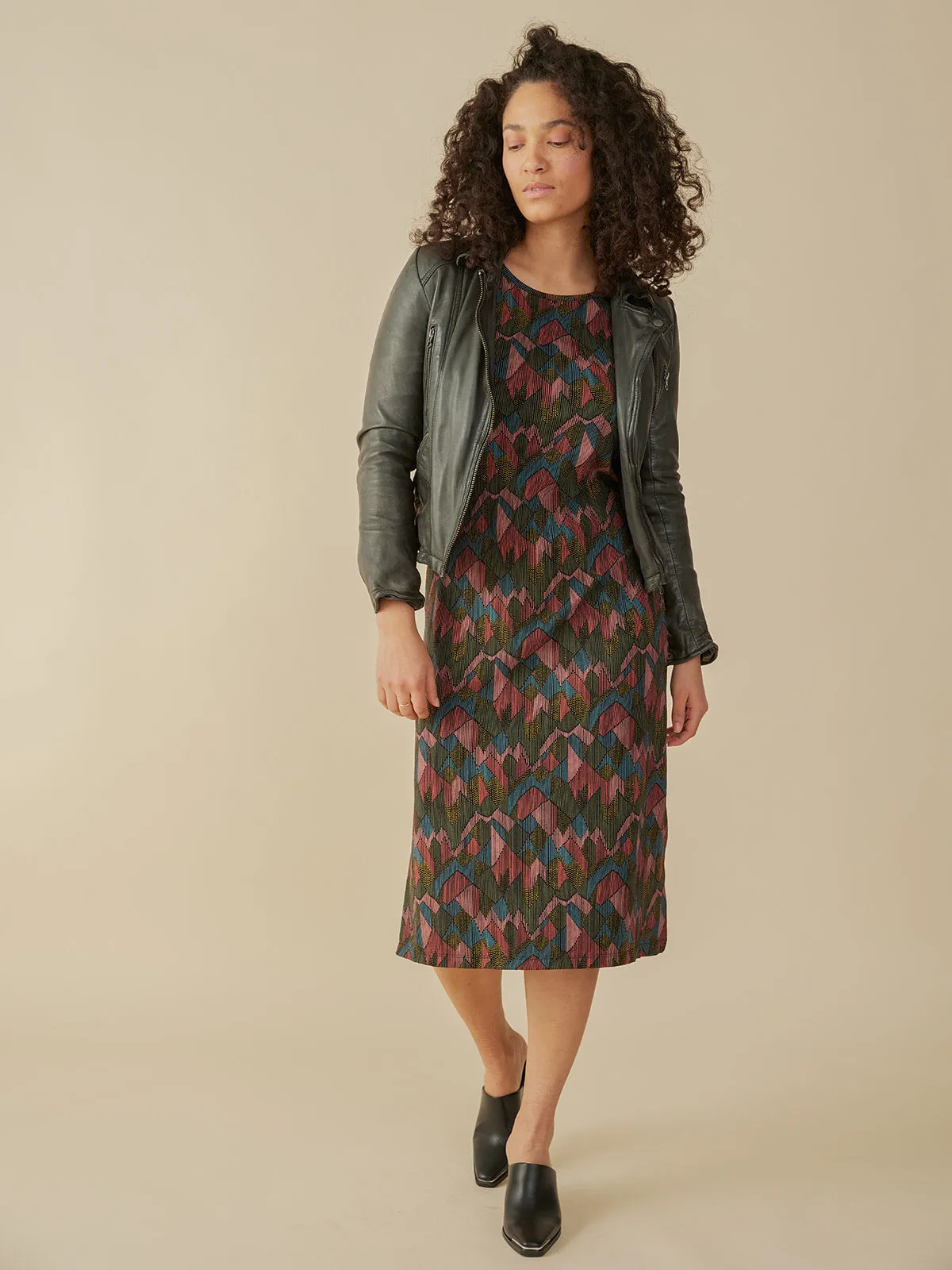 Nova Long Sleeve T-Shirt Midi Dress - Geo Jewels sold by Mata Traders