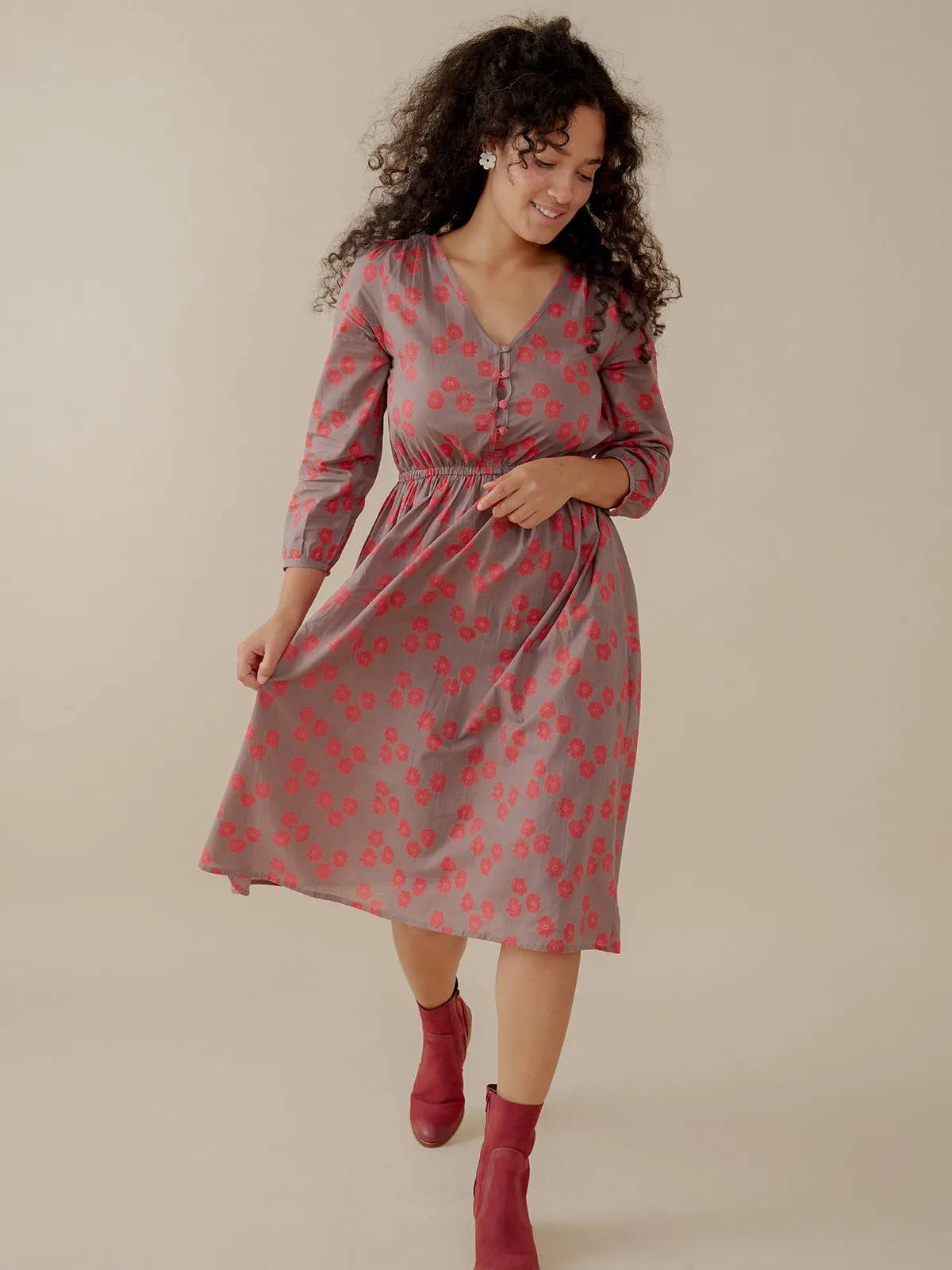 Mia Dress - Fuchsia Floral sold by Mata Traders