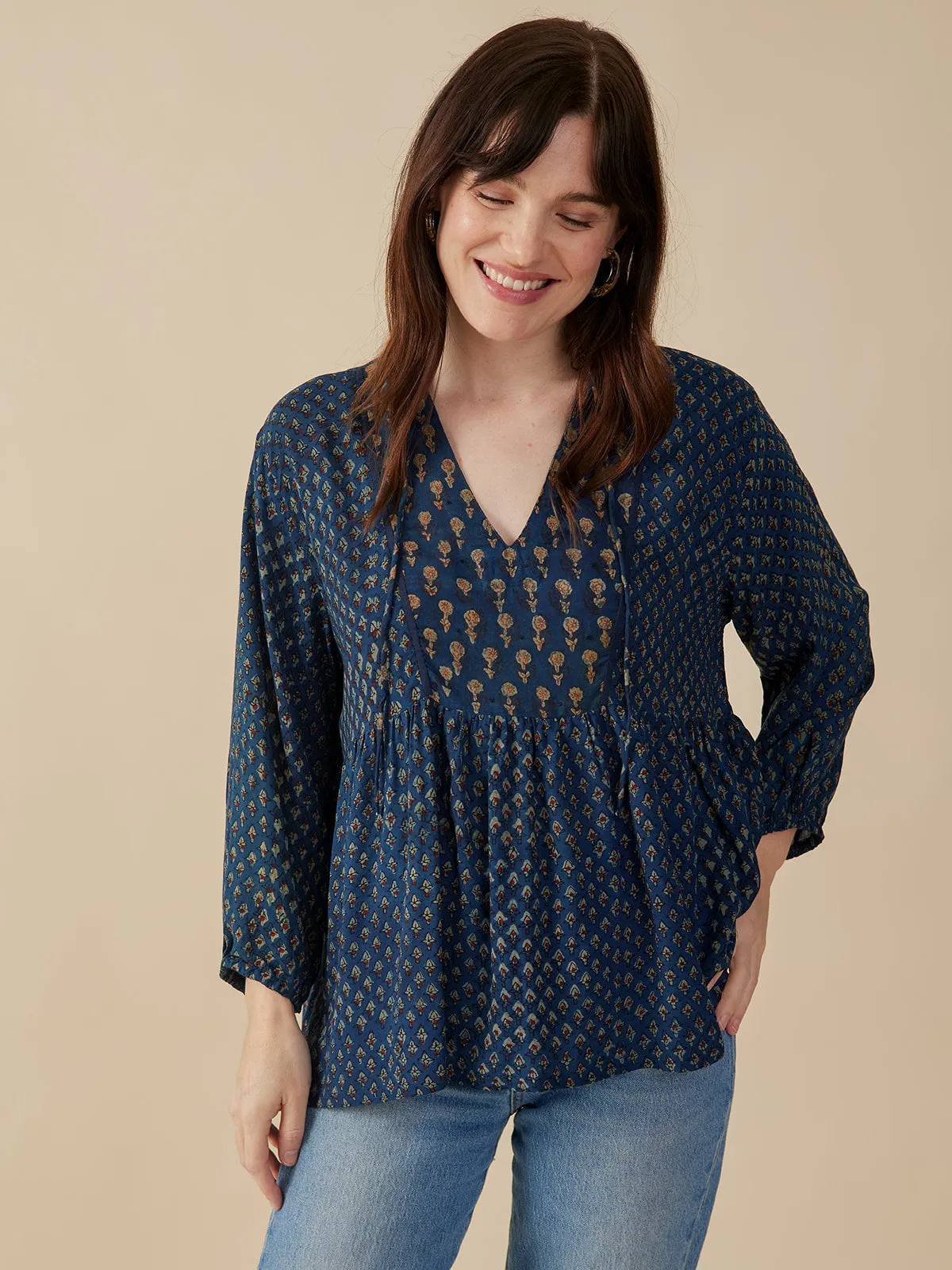 Sohla Blouse - Midnight Floral Mix sold by Mata Traders product image thumbnail 2