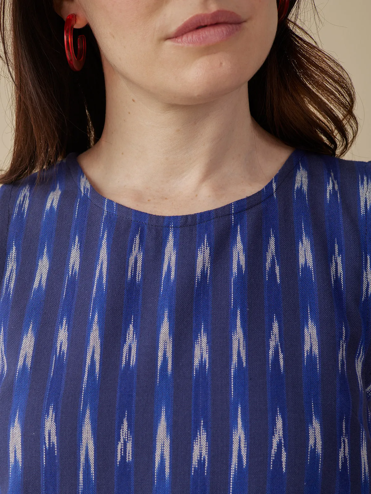 Shelby Shift Dress - Sapphire Ikat sold by Mata Traders product image thumbnail 4