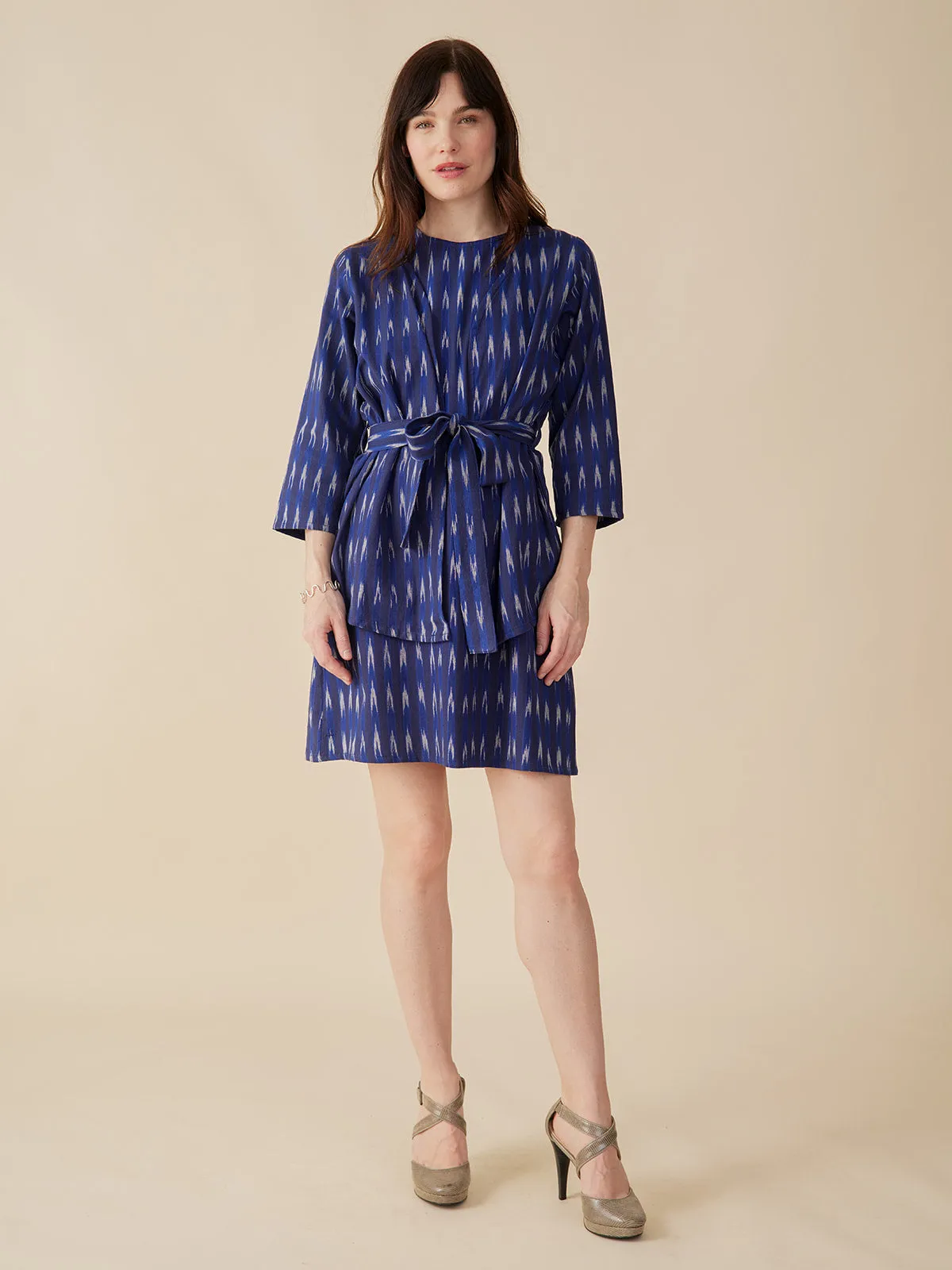 Shelby Shift Dress - Sapphire Ikat sold by Mata Traders product image thumbnail 2
