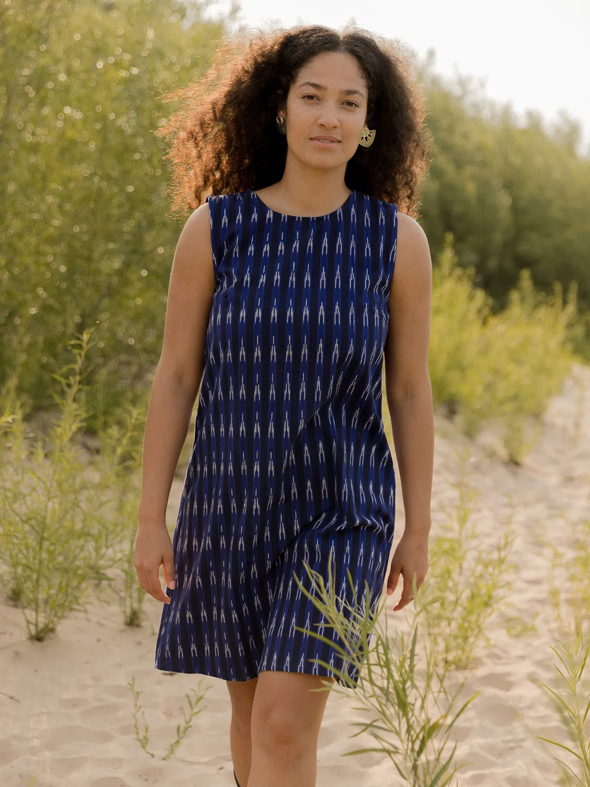 Shelby Shift Dress - Sapphire Ikat sold by Mata Traders product image thumbnail 3