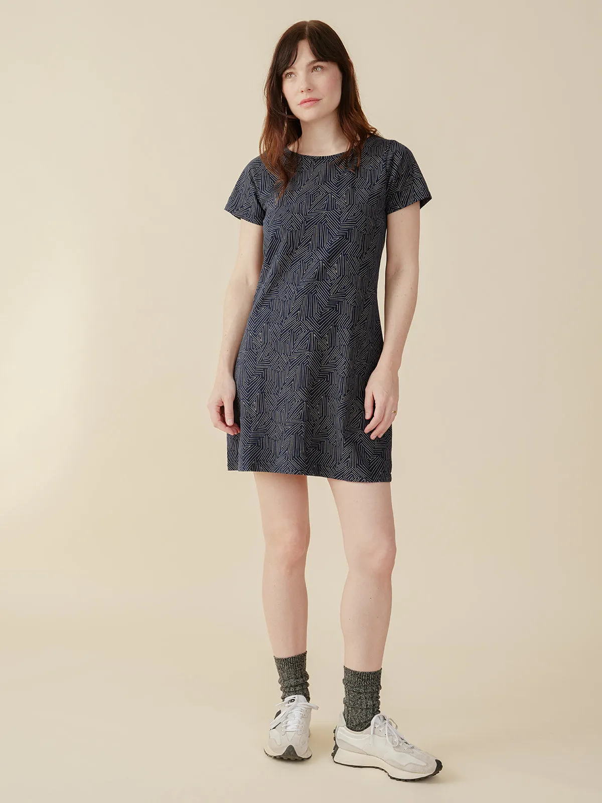 Hudson T-Shirt Dress - Tree Rings Slate sold by Mata Traders