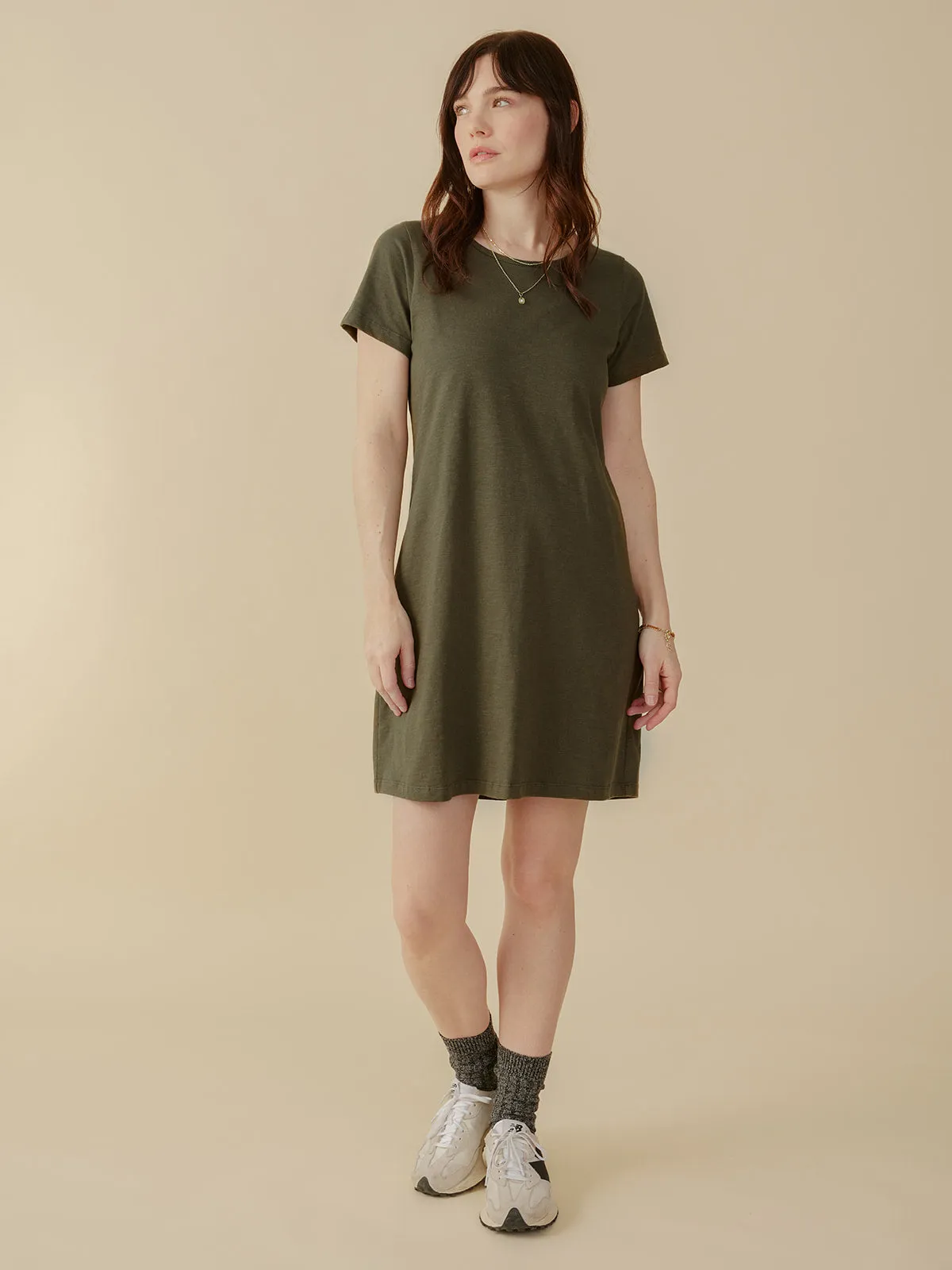 Hudson T-Shirt Dress - Olive sold by Mata Traders product image thumbnail 3