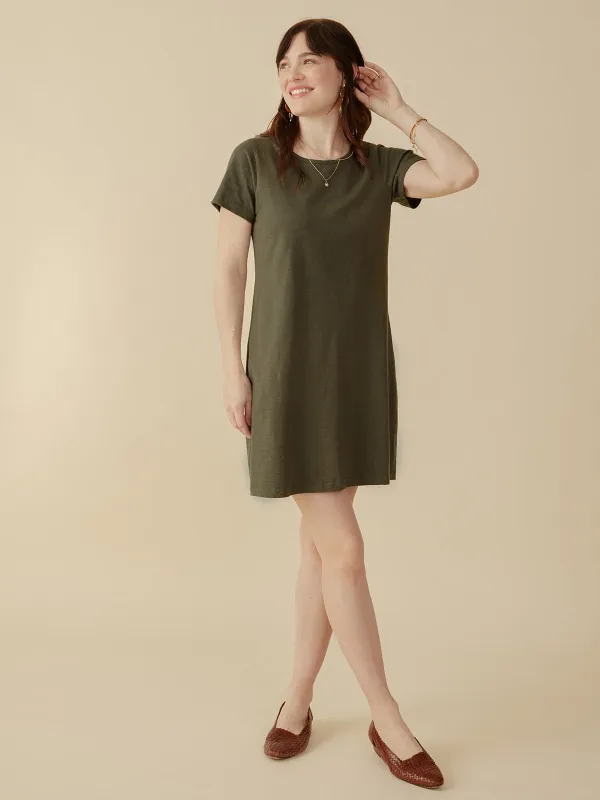 Hudson T-Shirt Dress - Olive sold by Mata Traders