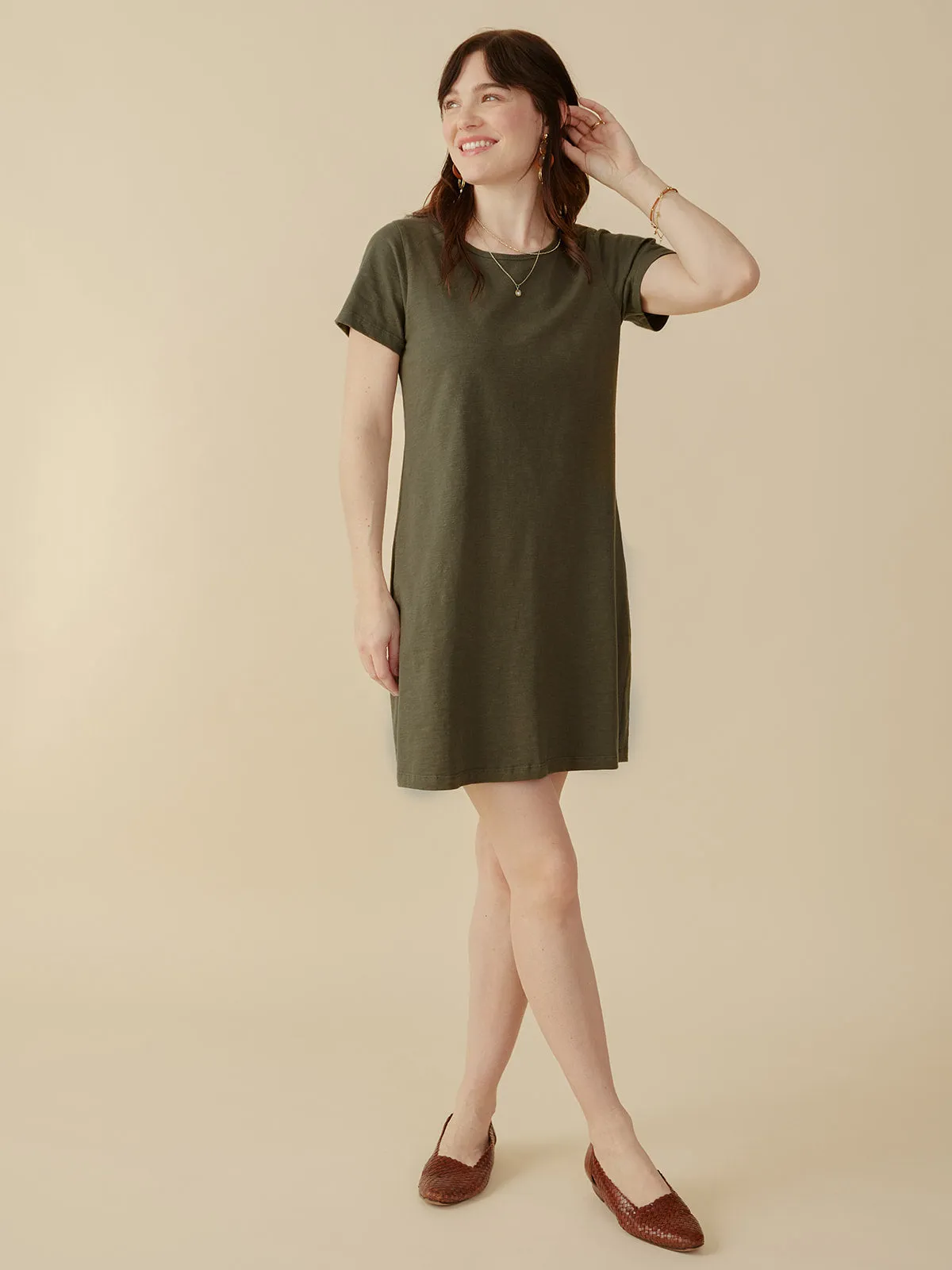 Hudson T-Shirt Dress - Olive sold by Mata Traders