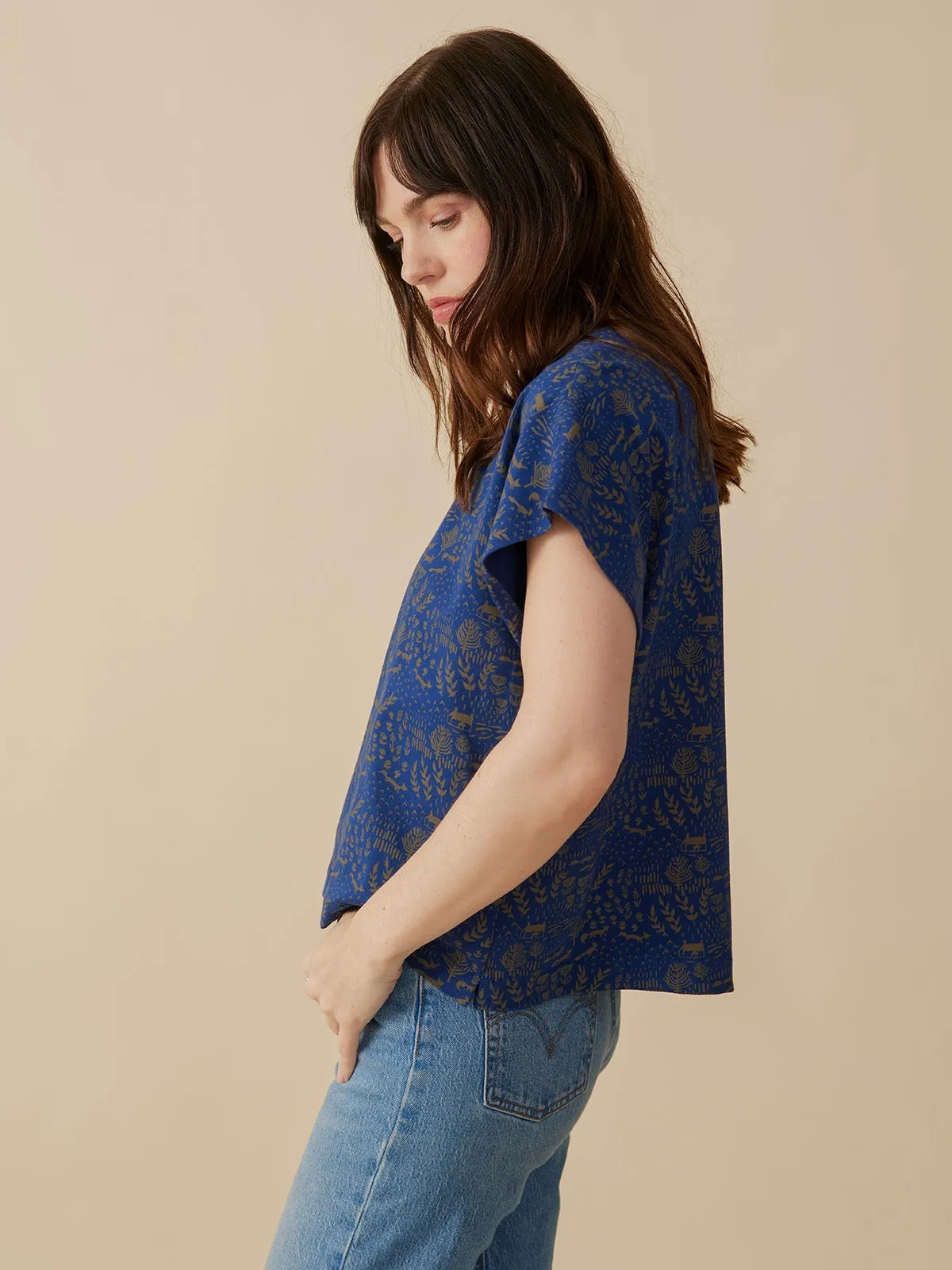 Caitlin Top - Cobalt Foxes sold by Mata Traders product image thumbnail 3