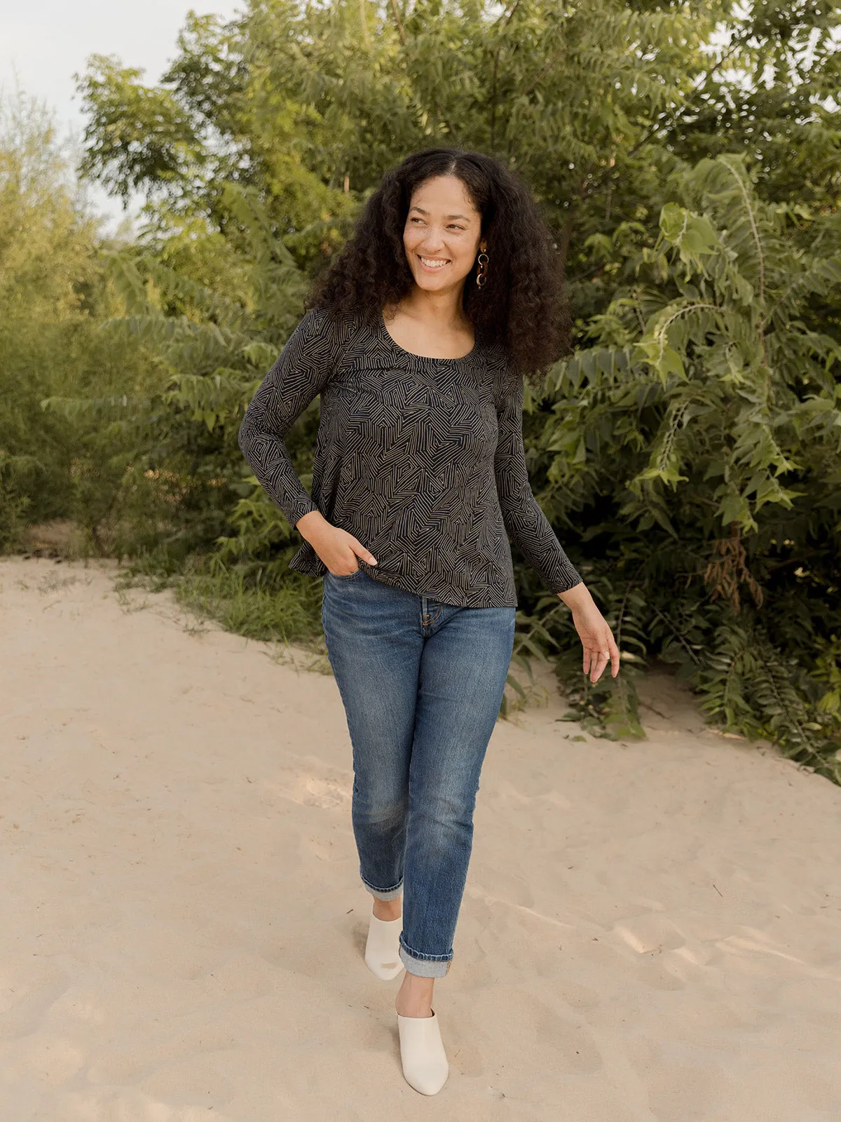 Cozy Day Top - Tree Rings Slate sold by Mata Traders product image thumbnail 3