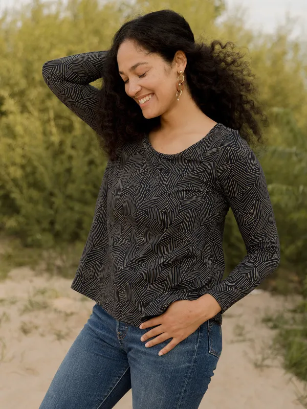 Cozy Day Top - Tree Rings Slate sold by Mata Traders