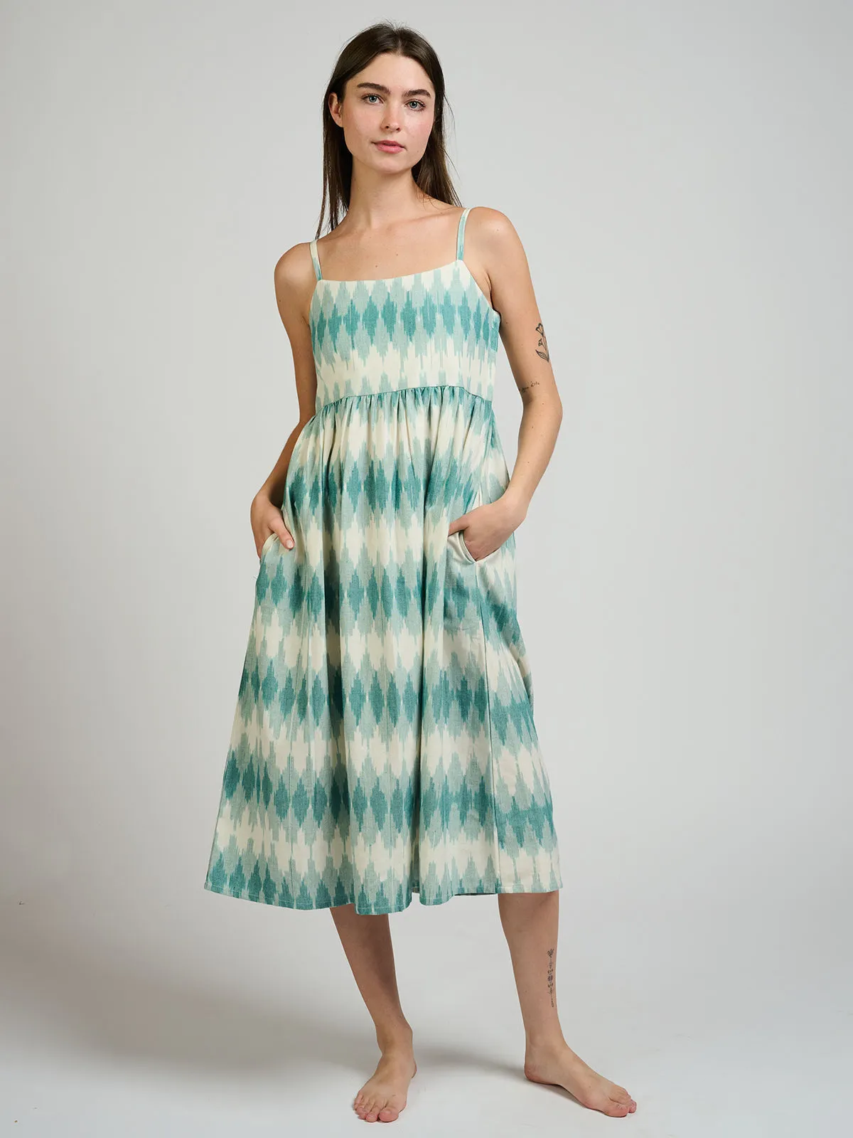 Sofia Midi Dress - Teal Ikat sold by Mata Traders product image thumbnail 3