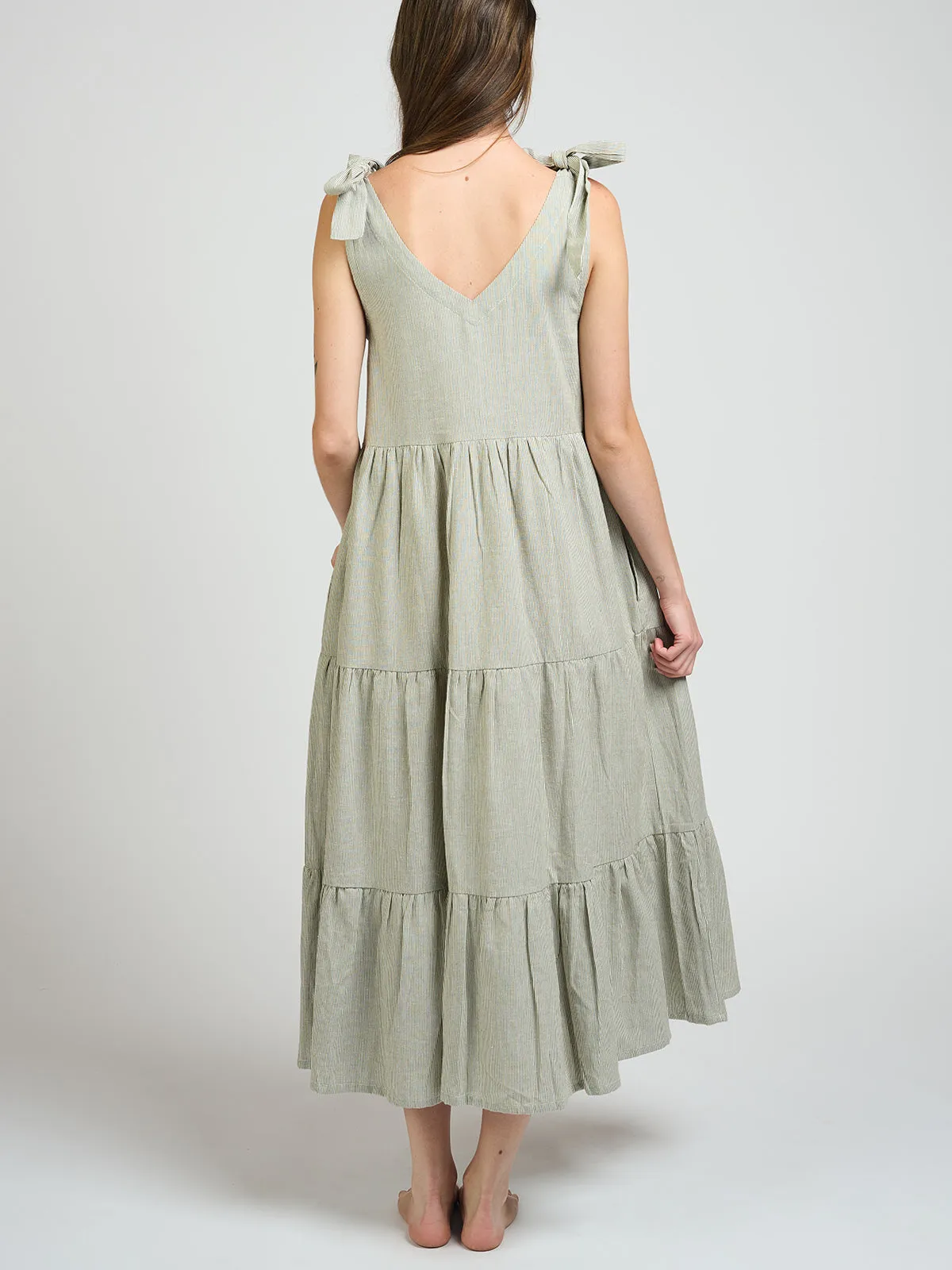 Lorelei Tiered Dress - Olive Stripe sold by Mata Traders product image thumbnail 5