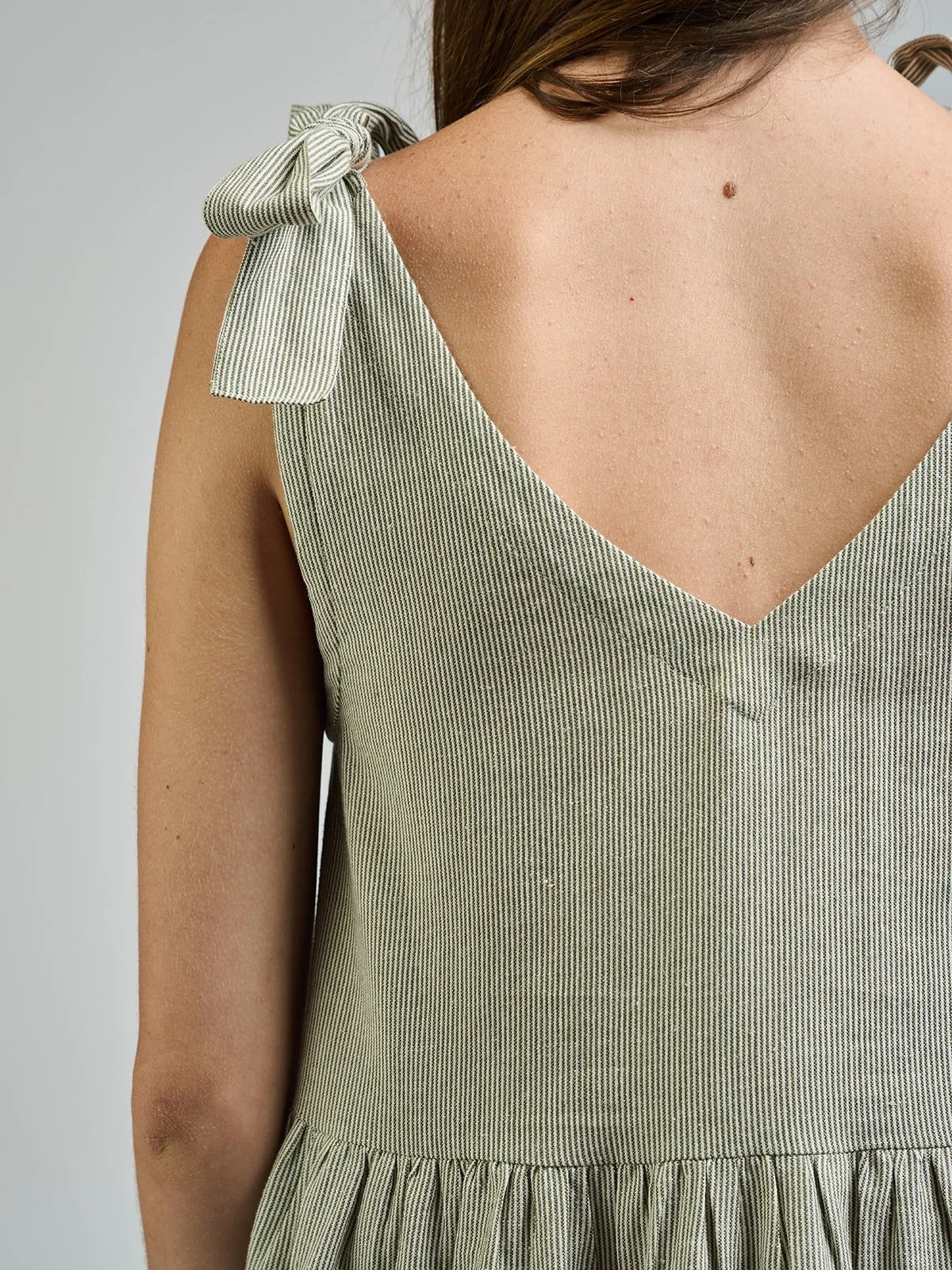 Lorelei Tiered Dress - Olive Stripe sold by Mata Traders product image thumbnail 2