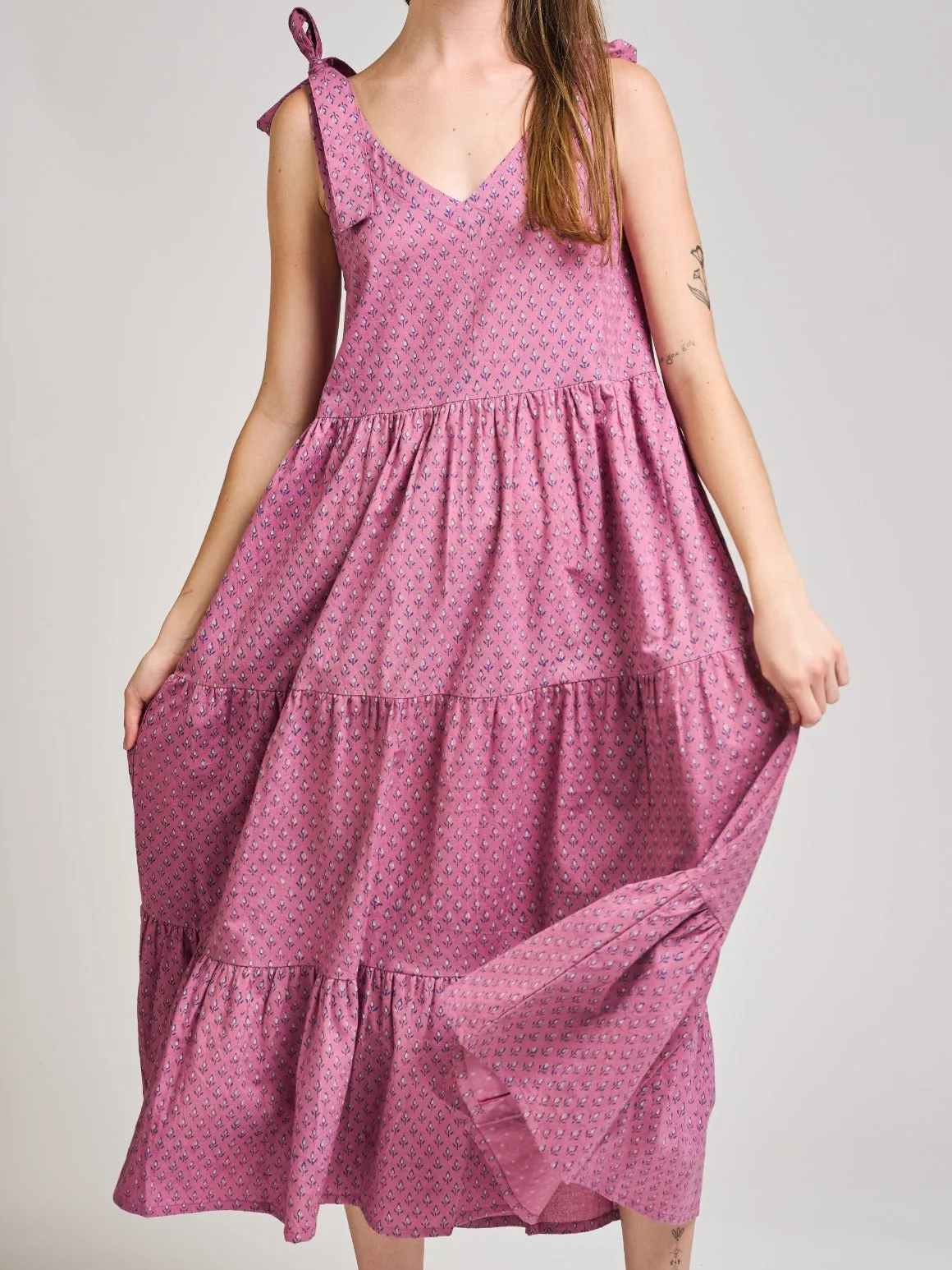 Lorelei Tiered Dress - Purple Buds sold by Mata Traders product image thumbnail 4
