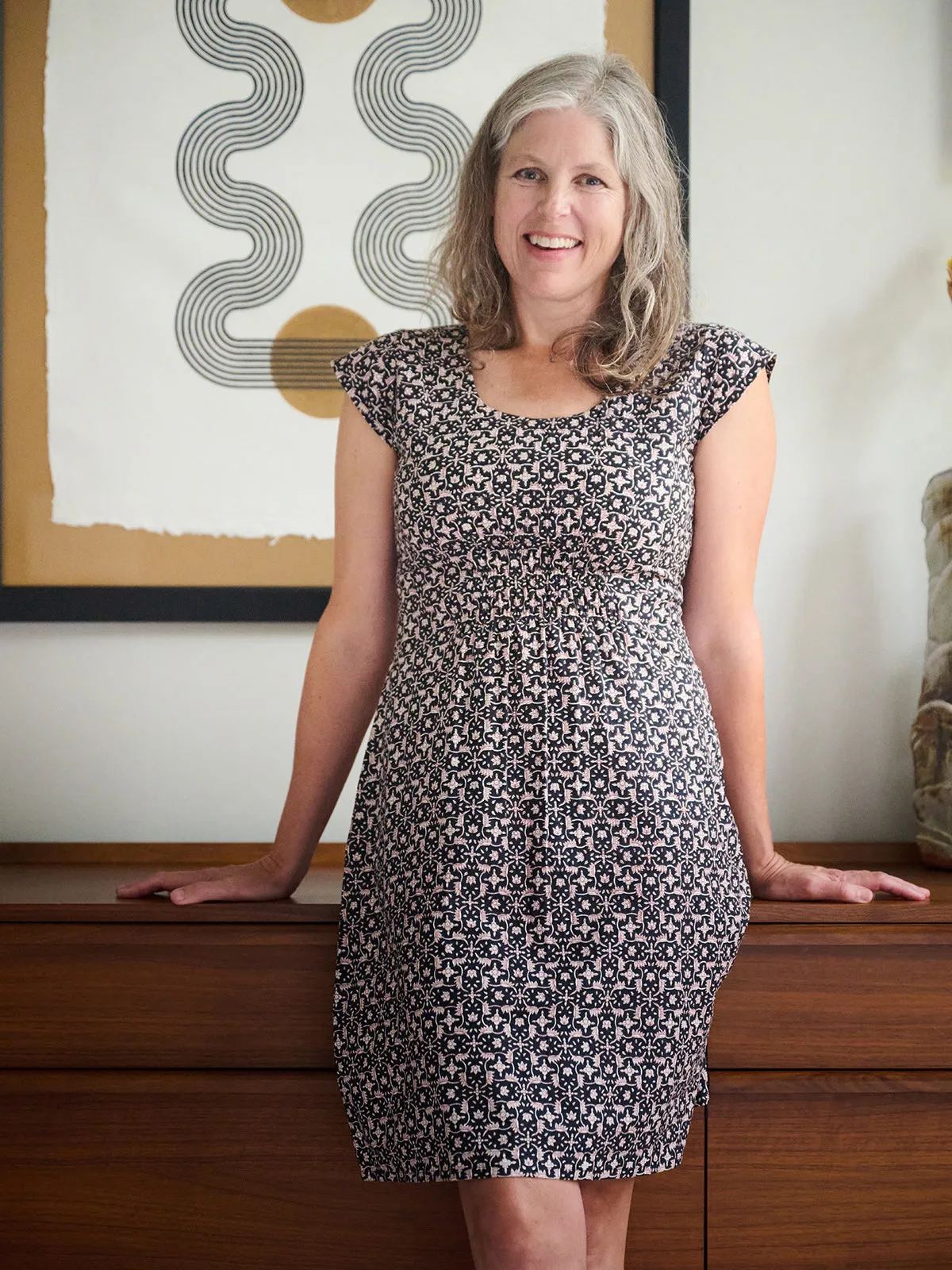 Artsy Traveler Dress - Black Botanical sold by Mata Traders