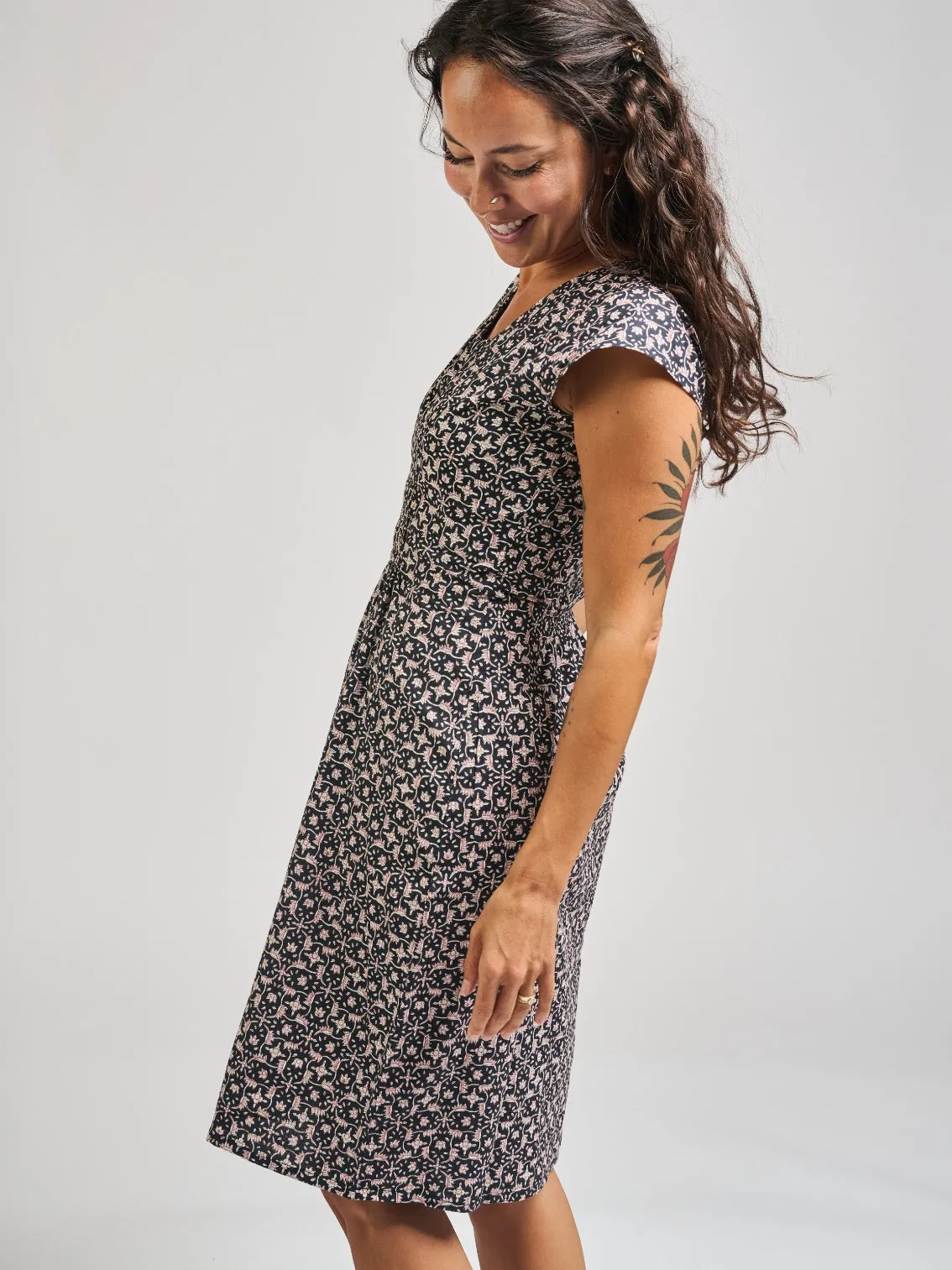 Artsy Traveler Dress - Black Botanical sold by Mata Traders product image thumbnail 5