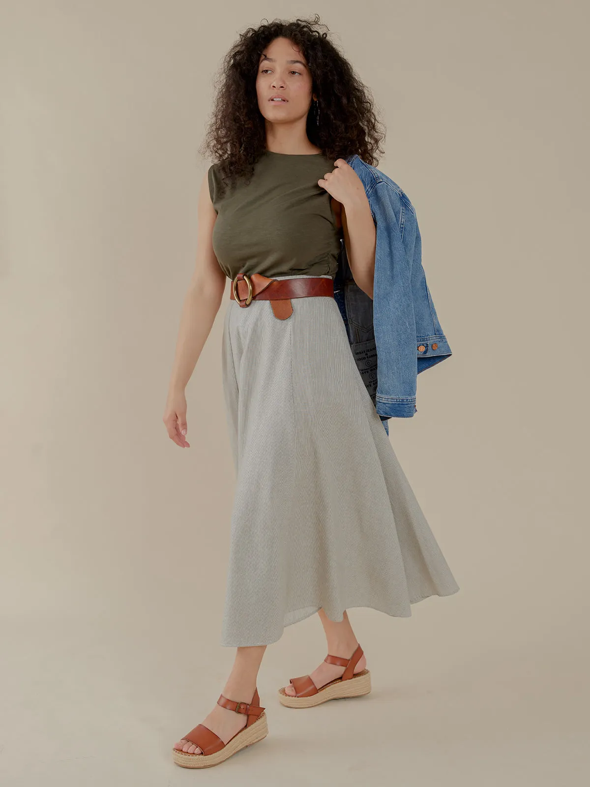 Lucinda Skirt - Olive Stripe sold by Mata Traders product image thumbnail 4