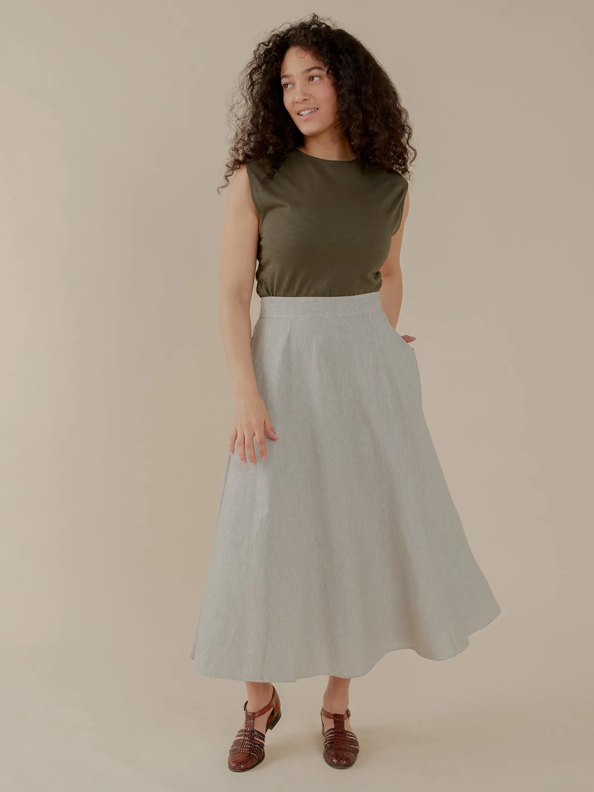Lucinda Skirt - Olive Stripe sold by Mata Traders product image thumbnail 3