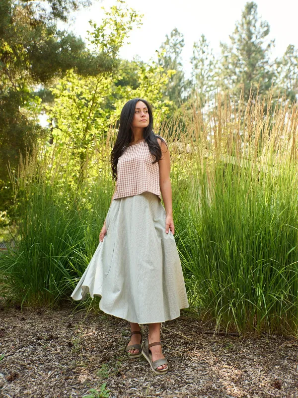 Lucinda Skirt - Olive Stripe made by Mata Traders