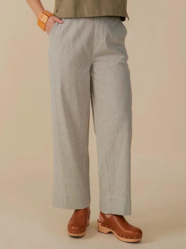 Tabitha Pant - Olive Stripe sold by Mata Traders