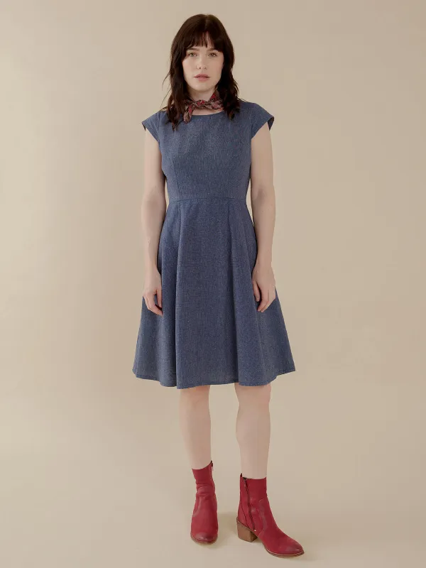 Devonshire Dress - Blue Chambray made by Mata Traders
