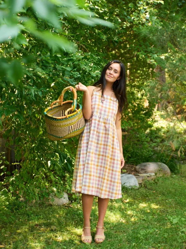 Ivy Midi Dress - Blush Plaid sold by Mata Traders