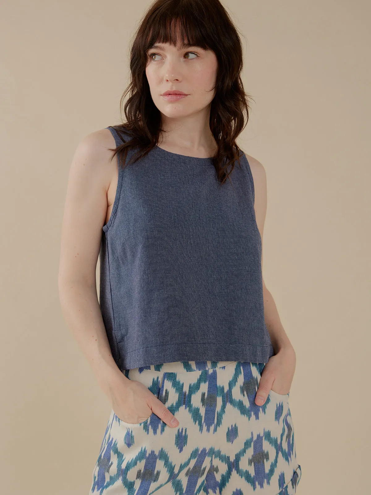 Neko Tank - Blue Chambray sold by Mata Traders product image thumbnail 2
